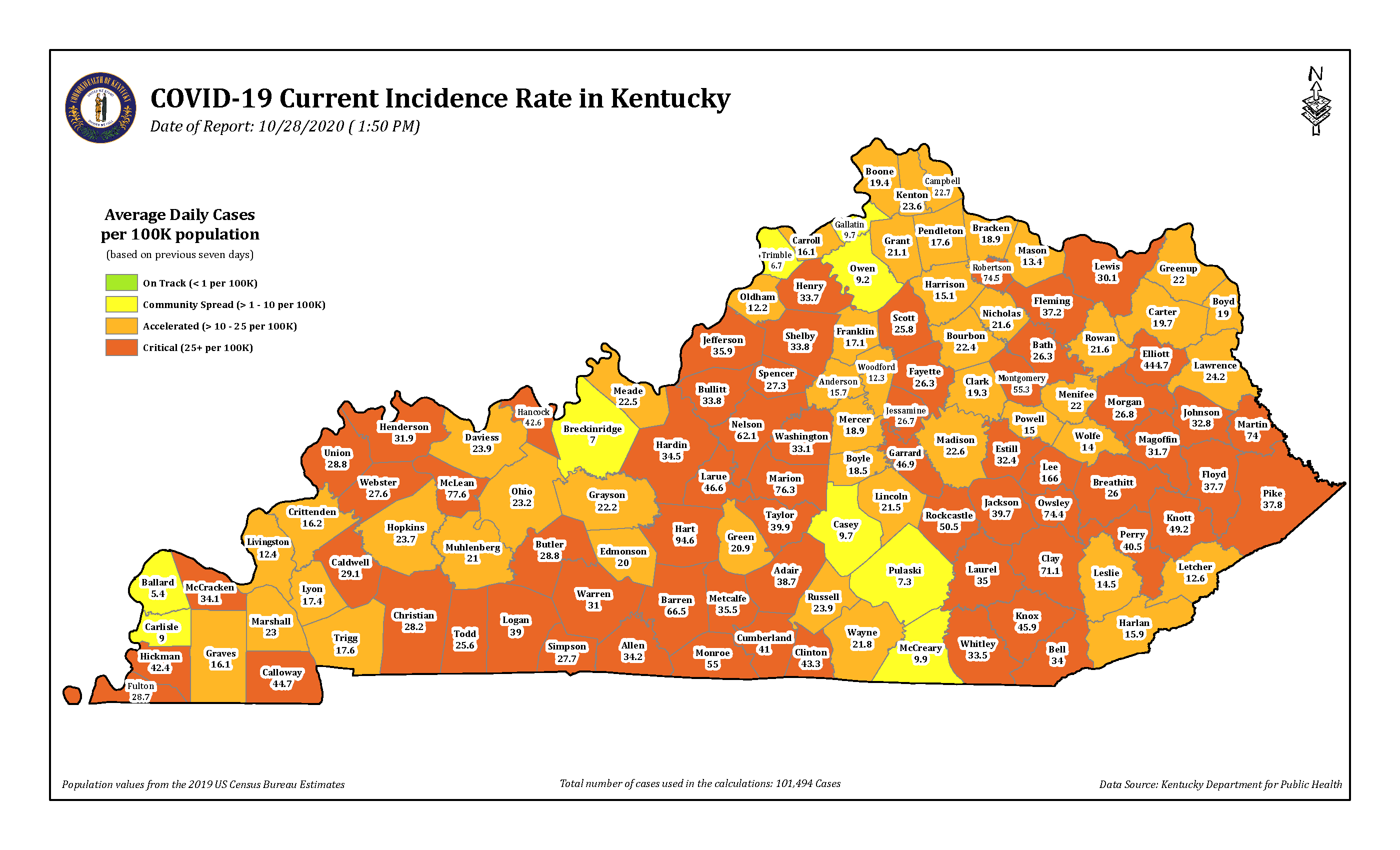 More Eastern Ky. counties turn red in latest update
