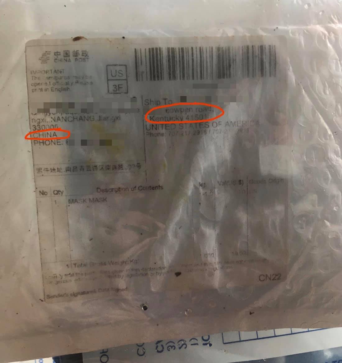 More packages from China appearing in Eastern Kentucky