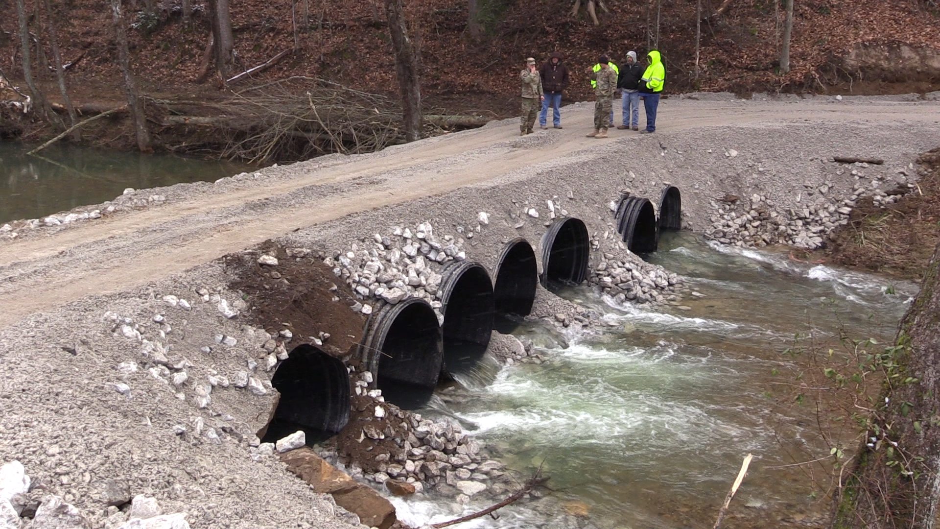 Letcher residents stranded by bridge fall get new crossing