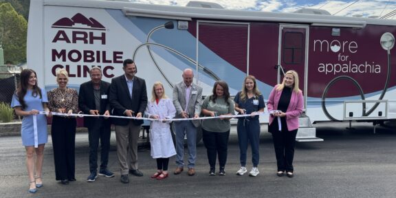 Nika Larian, ARH Director of External Affairs; Carolea Mills, Martin County Deputy Judge; Rocky Massey, ARH Chief of Staff; Eric Mills, Public Health Director at the Martin County Health Department; Dr. Tina Gaunt, OB/GYN; Roy Milwee, ARH Chief Ambulatory Officer; Lakean Meade, Martin County Health Department; Emily Hammonds, ARH Community Health Advanced Practice Provider; and Danielle Harmon, ARH Director of Community Development.