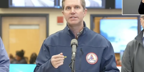 Gov. Andy Beshear giving an update Jan. 26 on the state's efforts to recover from a winter storm.