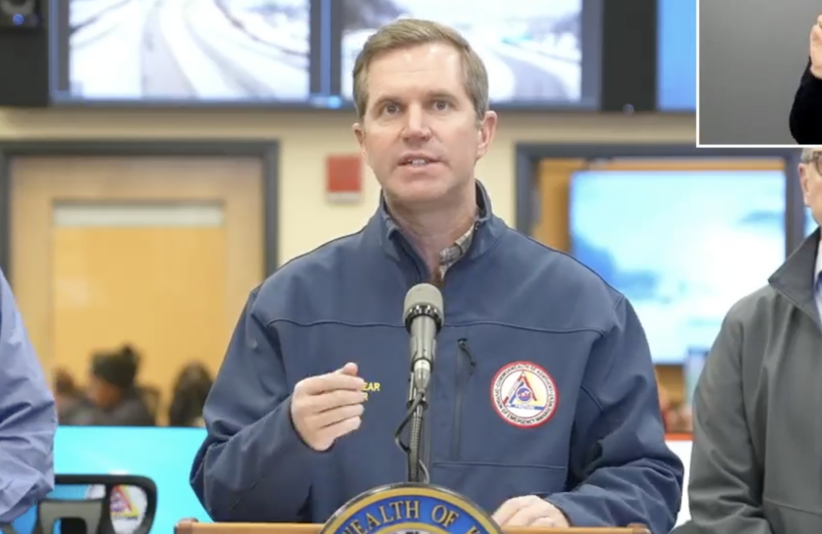 Gov. Andy Beshear giving an update Jan. 26 on the state's efforts to recover from a winter storm.