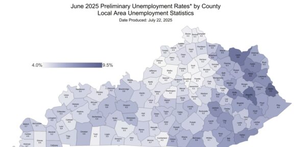 Kentucky County unemployment rates for June 2025