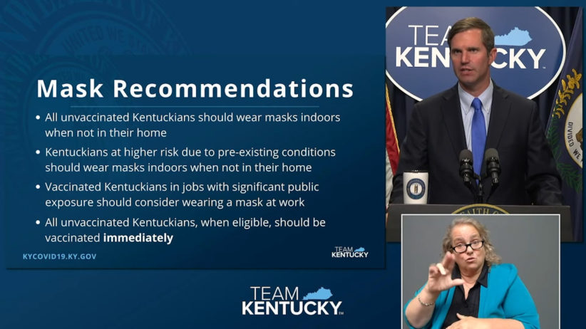 Gov. Andy Beshear offered suggestions for Kentuckians to protect themselves from the coronavirus, which is once again beginning to surge, largely due to a mutation called the delta variant.