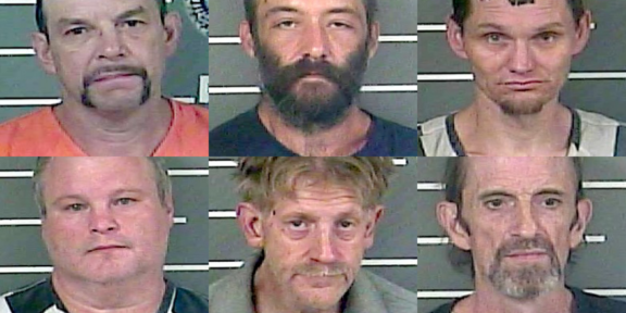 Top row, from left to right: Kevin Blankenship, George Compton, Nicholas Darnell. Bottom row: Brian Hurley, Dennis Justice and mark Smith.