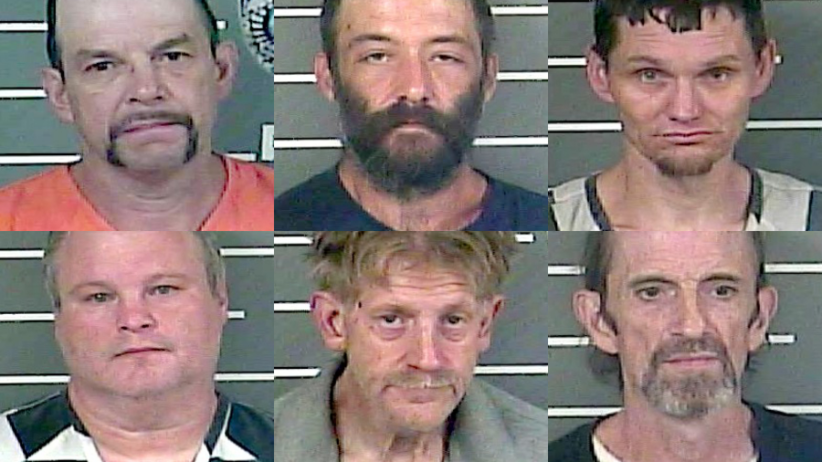 Top row, from left to right: Kevin Blankenship, George Compton, Nicholas Darnell. Bottom row: Brian Hurley, Dennis Justice and mark Smith.