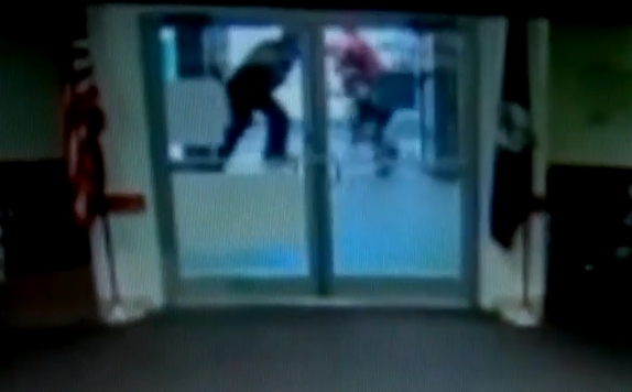 Security camera video shows Morrow leaving the sheriff's office while keeping his screaming daughter between himself and a deputy armed with a taser.