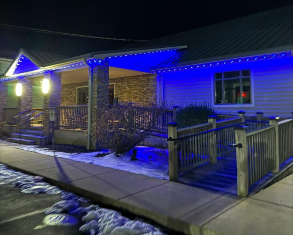 Coal Run City Hall was illuminated in blue Saturday night in honor of Steele.