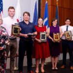 Ram's Head Award winners pictured with Laura Griffin, D.O., FAAO, associate dean of osteopathic principles and practices. From left, Dr. Griffin, Ian Kania, D.O., William Watson, D.O., Mackenzie Yohey, D.O., Christina Belcher, D.O., Rodolfo Zevallos, D.O., and Emily Sydow, D.O.
