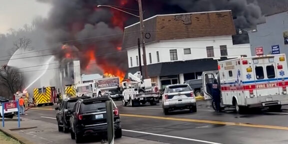 Castle's Roofing fire on Broadway in Paintsville, Feb. 6, 2025