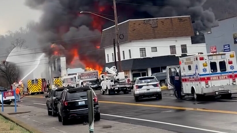 Castle's Roofing fire on Broadway in Paintsville, Feb. 6, 2025