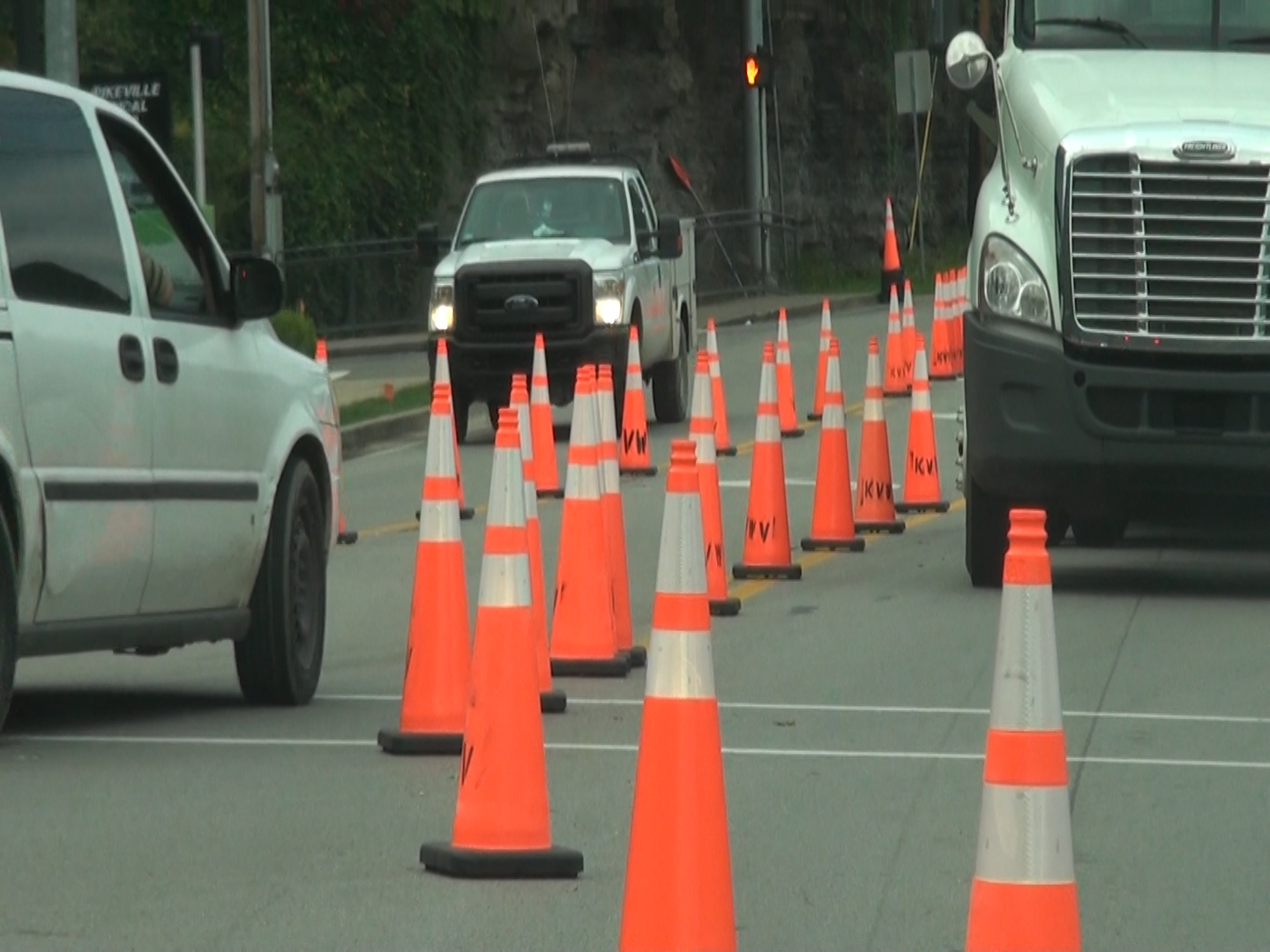 Lane closures slow traffic on Bypass Road