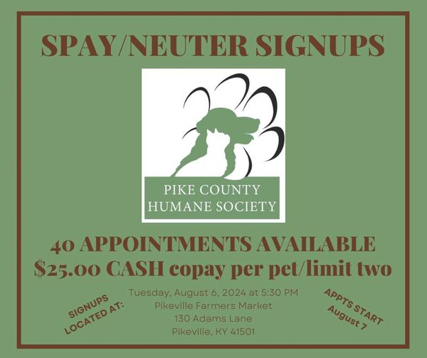 Signups Tuesday for spay/neuter clinic