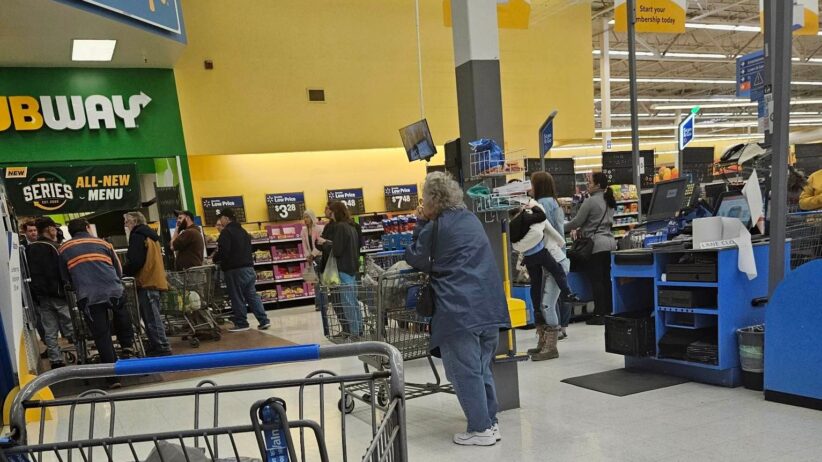 Shoppers were prevented from entering or leaving the South Williamson Walmart Monday afternoon, after an undisclosed threat was made. Police tell Mountain Top News that the threat turned out to be a hoax. (photo by Matt Hale)
